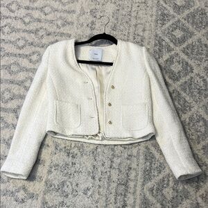 Mango White Textured Women's Blazer
